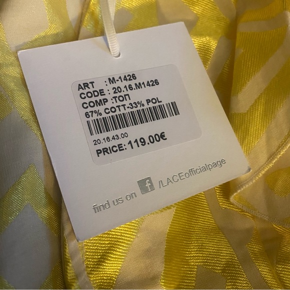 LACE Sunsets And Sand Yellow Button Front Puff Sleeve Top and Shorts Set small - Picture 2 of 3